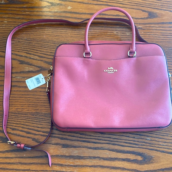 NWT Coach Rouge Leather Laptop Bag - Picture 1 of 8
